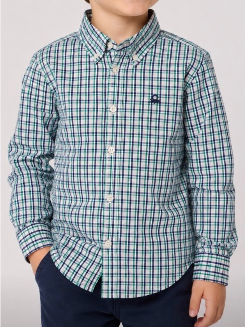 💥4/$20💥 United Colors Of Benetton Plaid Button-Down Kids Boys Shirt Sz 4-5